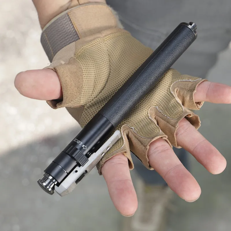 

Automatic Spring Defence Stick Defense Tactical Pen Alloy Steel 3 Sections Retractable Stick 19 cm To 39.5cm Self Defense Supply