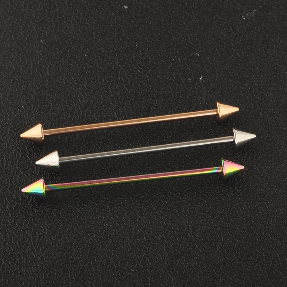 JUNLOWPY 14G Stainless Steel Industrial Barbell Earring Cartilage Body Piercing Jewelry 38mm 1&1/2 Inch Industrial Piercing Bar