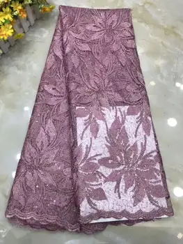

Luxury Sequins Lace Fabrics French Lace Fabric with sequins High Quality African Tulle Mesh Lace for Wedding Party FD-1028
