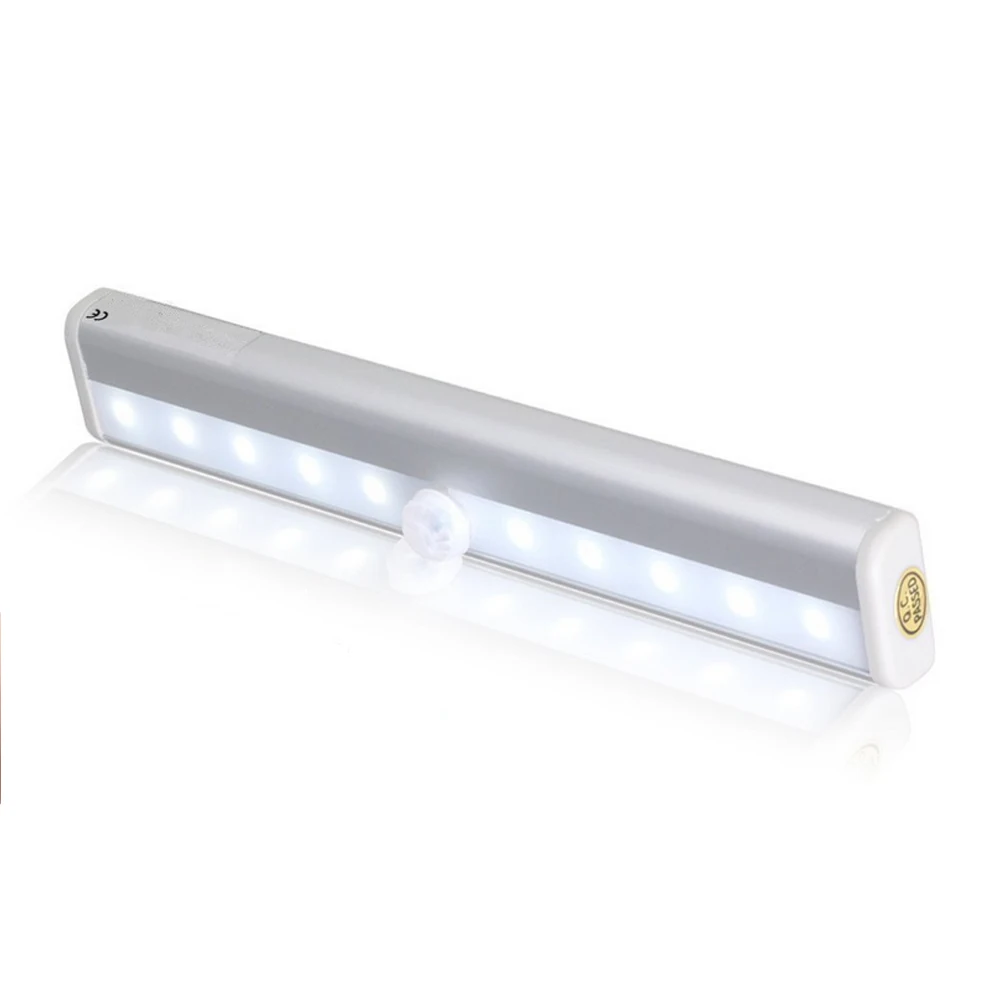cheap High Bright LED Motion Sensor Night Light 10 LED Battery Operated Closet Cabinet Lights Magnetic Wireless Light Strip Wall Lamp