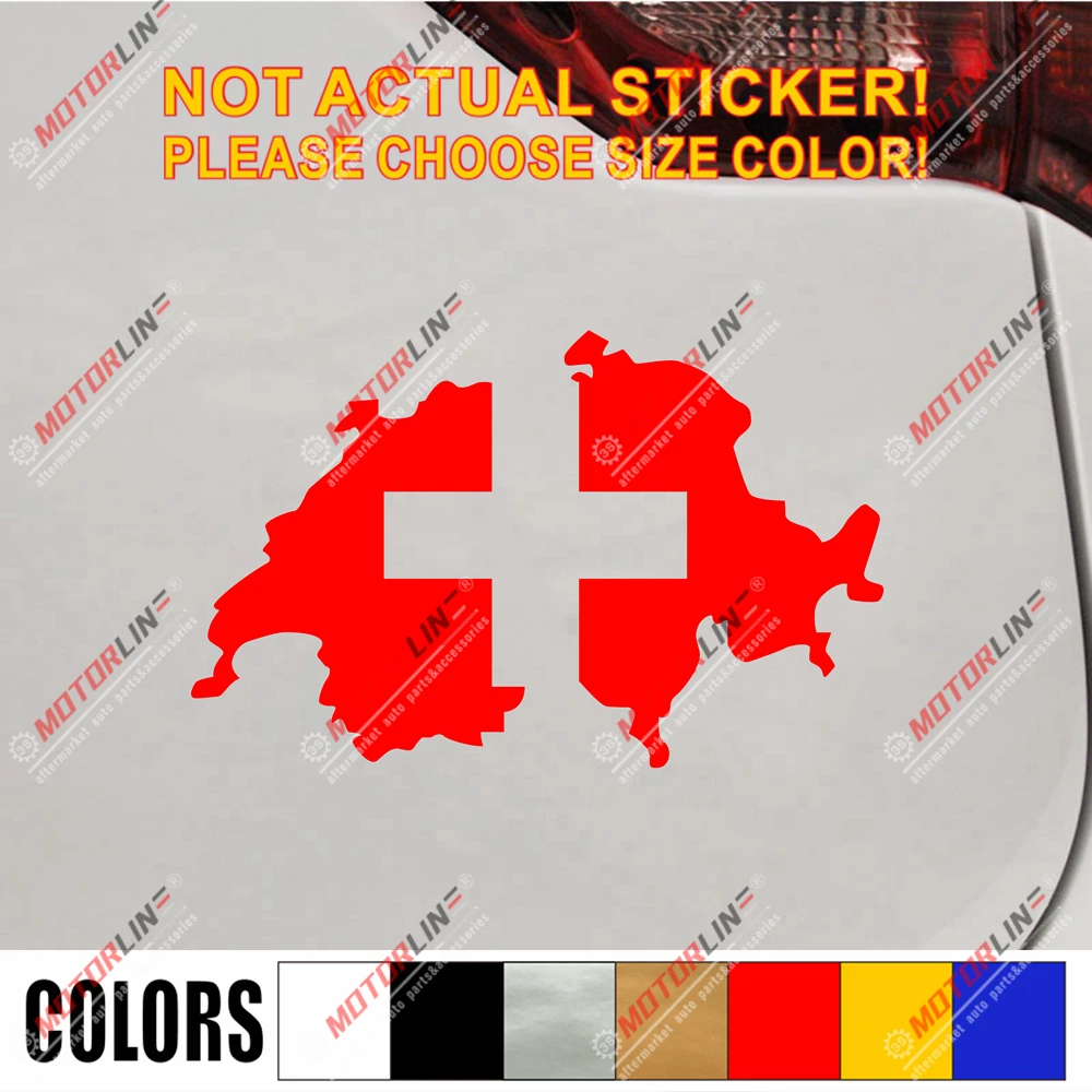 SWITZERLAND FLAG Decal Vinyl Sticker chrome or white vinyl decal and 15 sizes!