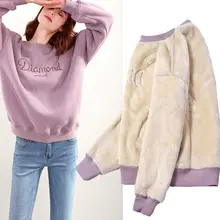 

Winter Pullovers Printed Plush Pullovers Women Stand Collar Long Sleeve Tops Autumn Winter Casual Sweatshirts Clothes Casual