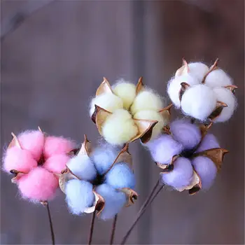 

10/5 PCS Wedding Party Desktop 50 CM Decoration Photobooth Props Handmade Natural Dried Cotton Flower Head Branch