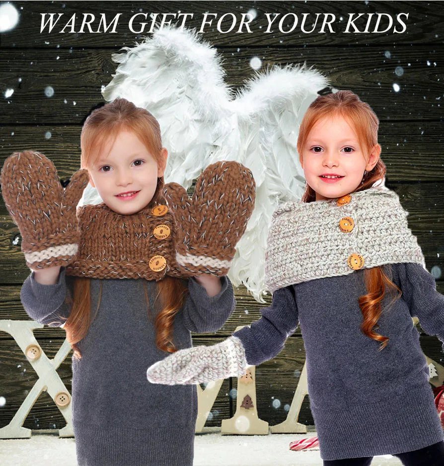 Новая модная зимняя милая детская шапка для мальчиков и девочек с изображением животных лося, шарф, перчатки, комплект, теплые вязаные шапки