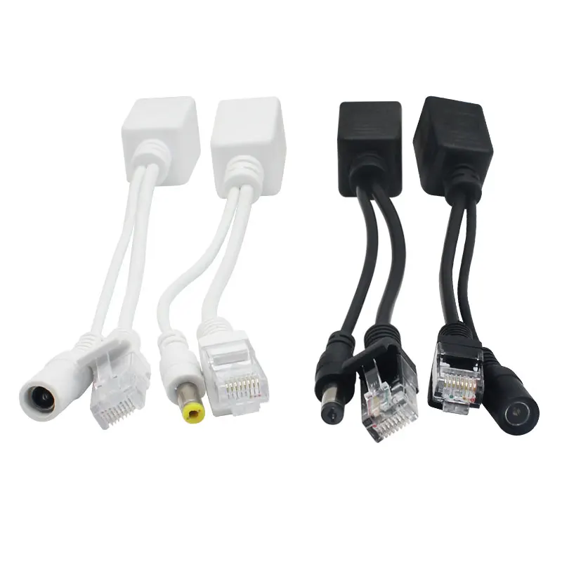 Power Over Ethernet Passive PoE Adapter Injector Splitter Kit PoE Cable White 