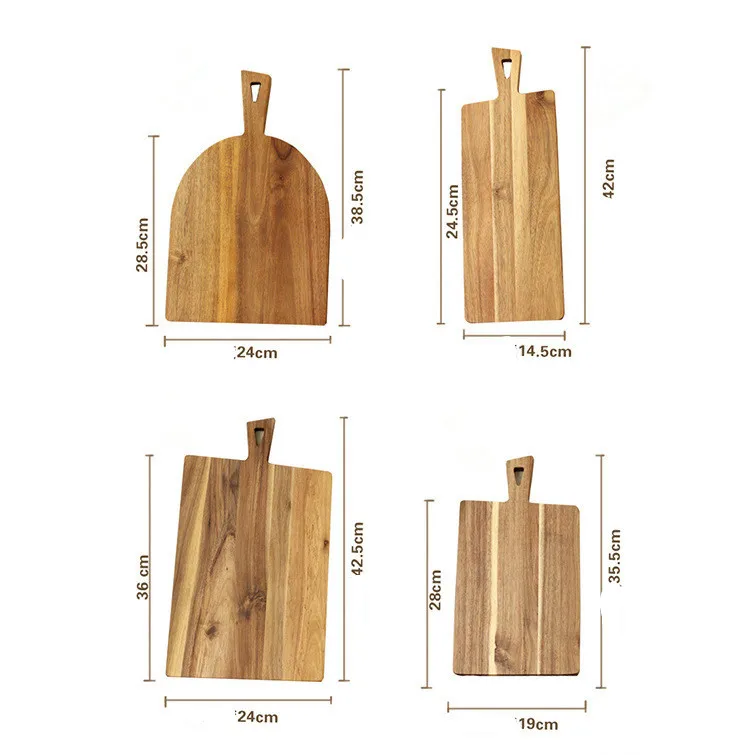 Акации деревянные разделочные доски с ручкой эко натурального дерева доска дощечка для пиццы фрукты плиты Разделочные Блоки