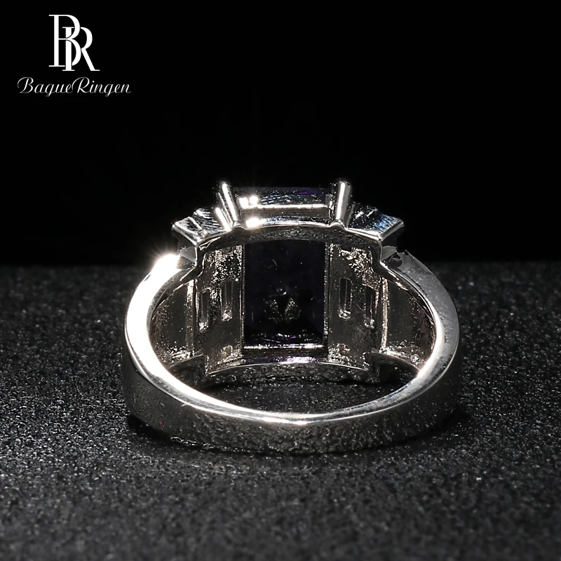 Bague Ringen, геометрическое серебро 925, Ювелирное кольцо с камнями для женщин, прямоугольник, аметист, высокое качество, нежный женский подарок
