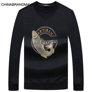

2020 Autumn Men Long Sleeve Sweater Fat Man Plus Fat Plus Size Black Round Neck Trend Long Sleeve T
