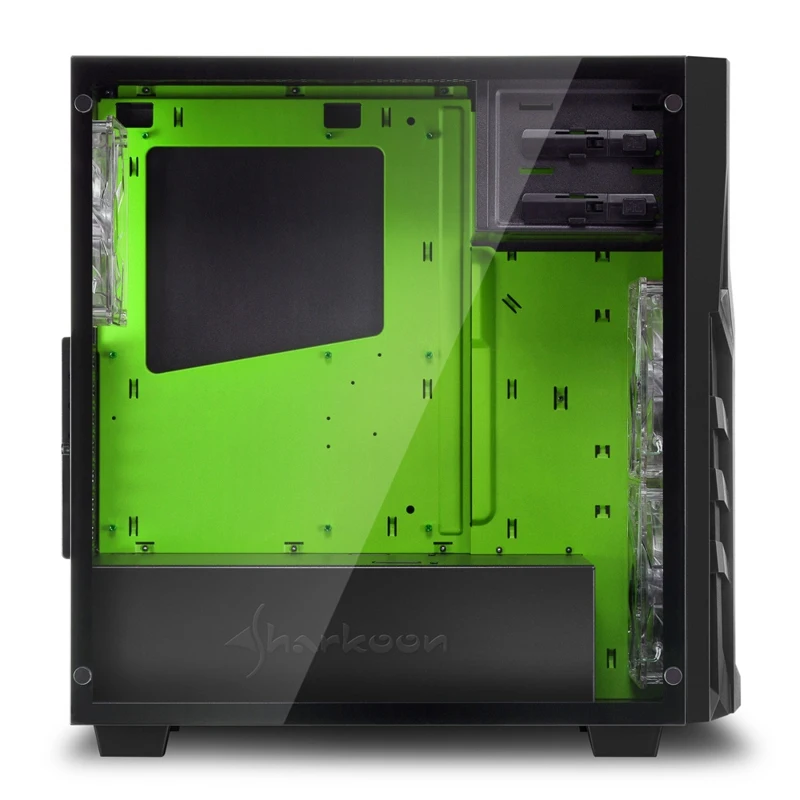Корпус Sharkoon DG7000-G green ATX, mATX, Mini-ITX, Midi-Tower, 2xUSB 2.0, 2xUSB 3.0, Audio, 3x140mm fan, без БП, led blue