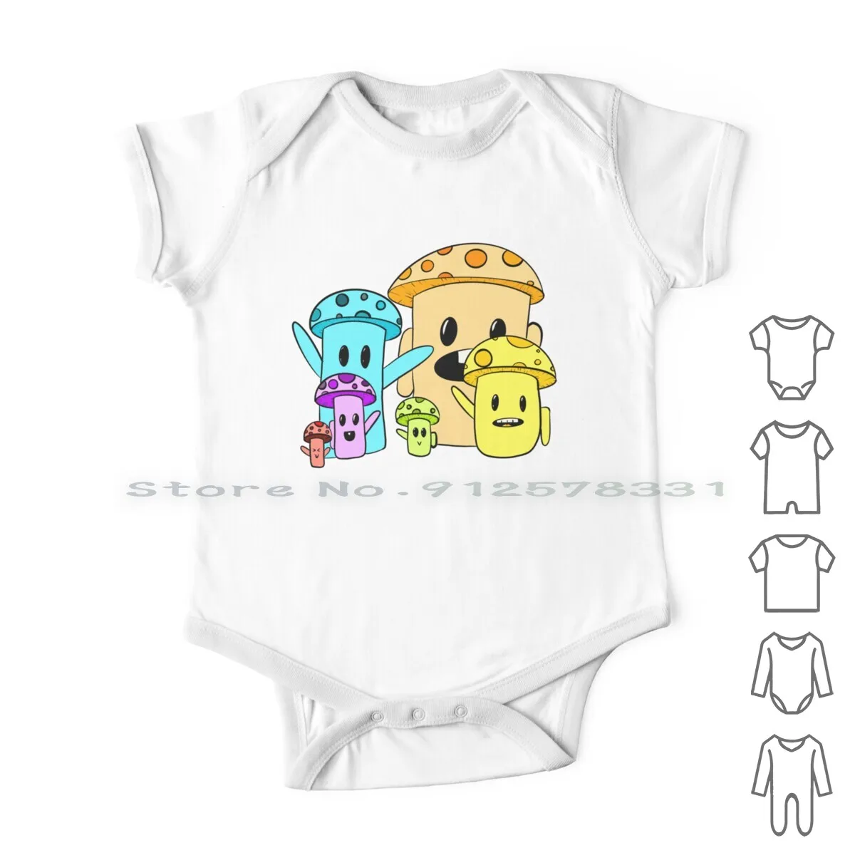 

Cartoon Character-Rainbow Mushrooms-Newborn Baby Clothes Rompers Cotton Jumpsuits Rainbow Colors Mushroom Characters Cartoon