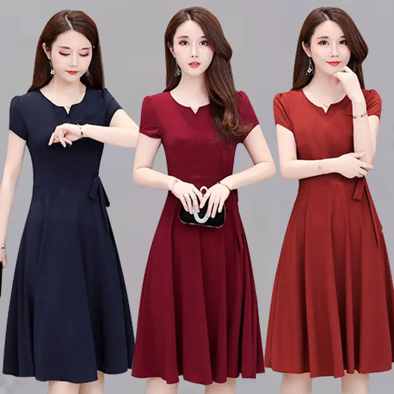 

Summer WOMEN'S Dress 2020 New Style Loose And Plus-sized Mid-length over-the-Knee of Belt Slim Fit A- line Long Skirts Fashion