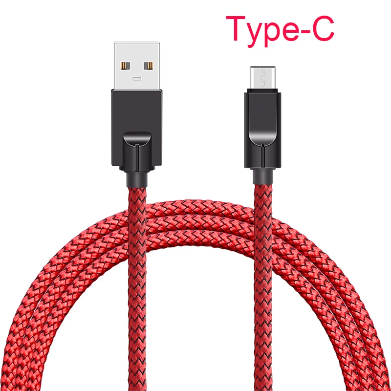 2.5A нейлоновый кабель type C для huawei type C Android 1 м линия для xiaomi Быстрая зарядка кабель type-C для samsung кабель мобильного телефона - Цвет: Красный