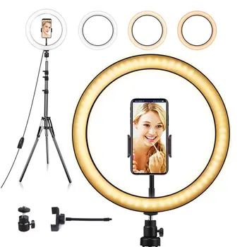 

36/26/16cm Mini LED Desktop Ring Light Stepless Dimming With Tripod Stand USB Plug For YouTube Video Live Photography light