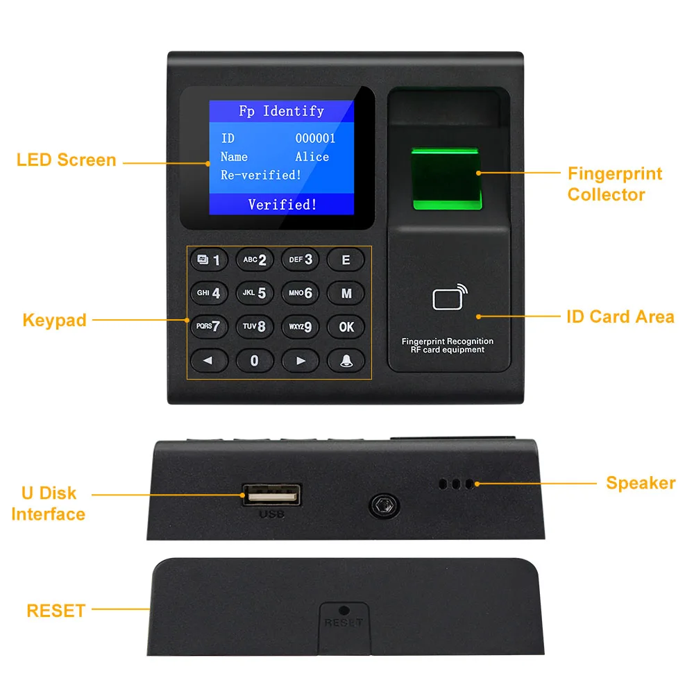 YiToo F30 urządzenie do rejestracji obecności z czytnikiem linii papilarnych klawiatura RFID kontrola dostępu zegar elektryczny rejestrator dane USB zarządzaj klawiszami