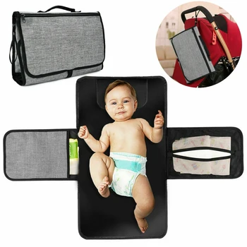 

Portable Baby Diaper Changing Pad, Detachable Waterproof Baby Travel Changing Mat Station with Head Cushion Bag Storage