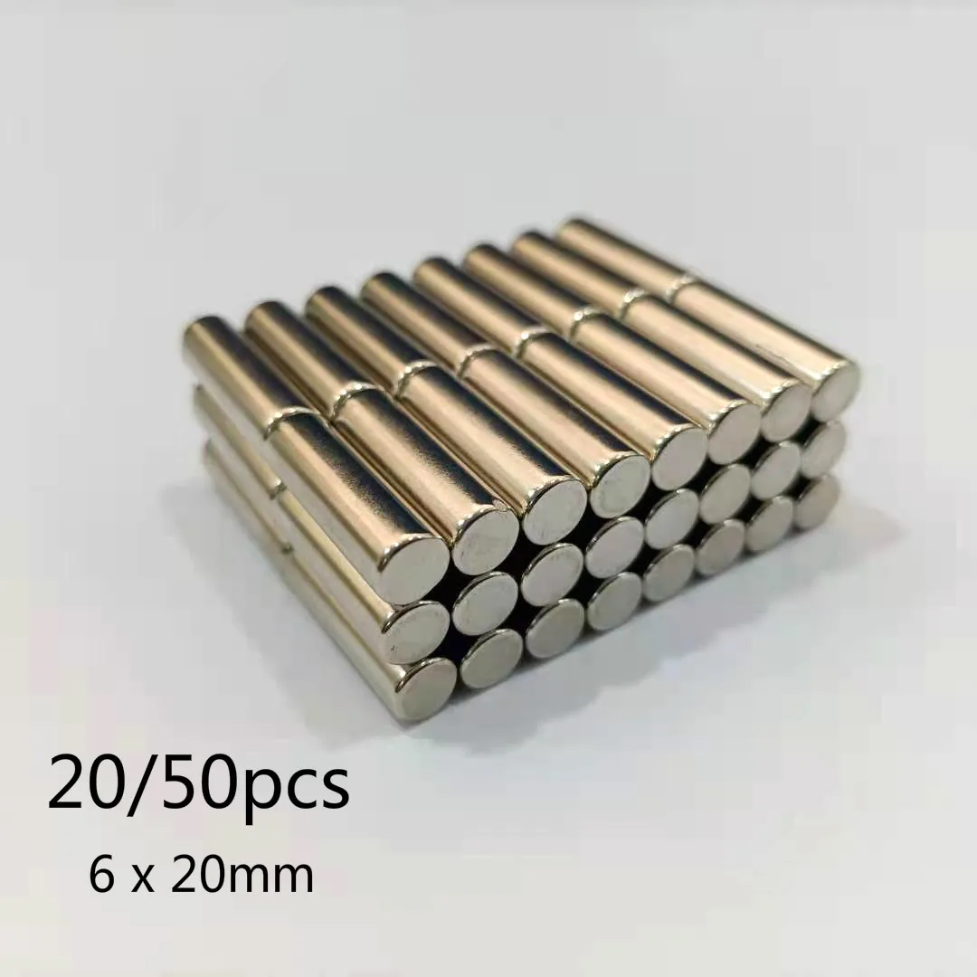 20/50pcs 6 x 20 mm Round Neodymium Magnets  Magnet Disc 6 x 20 mm Strong Cylinder Rare Earth Magnet
