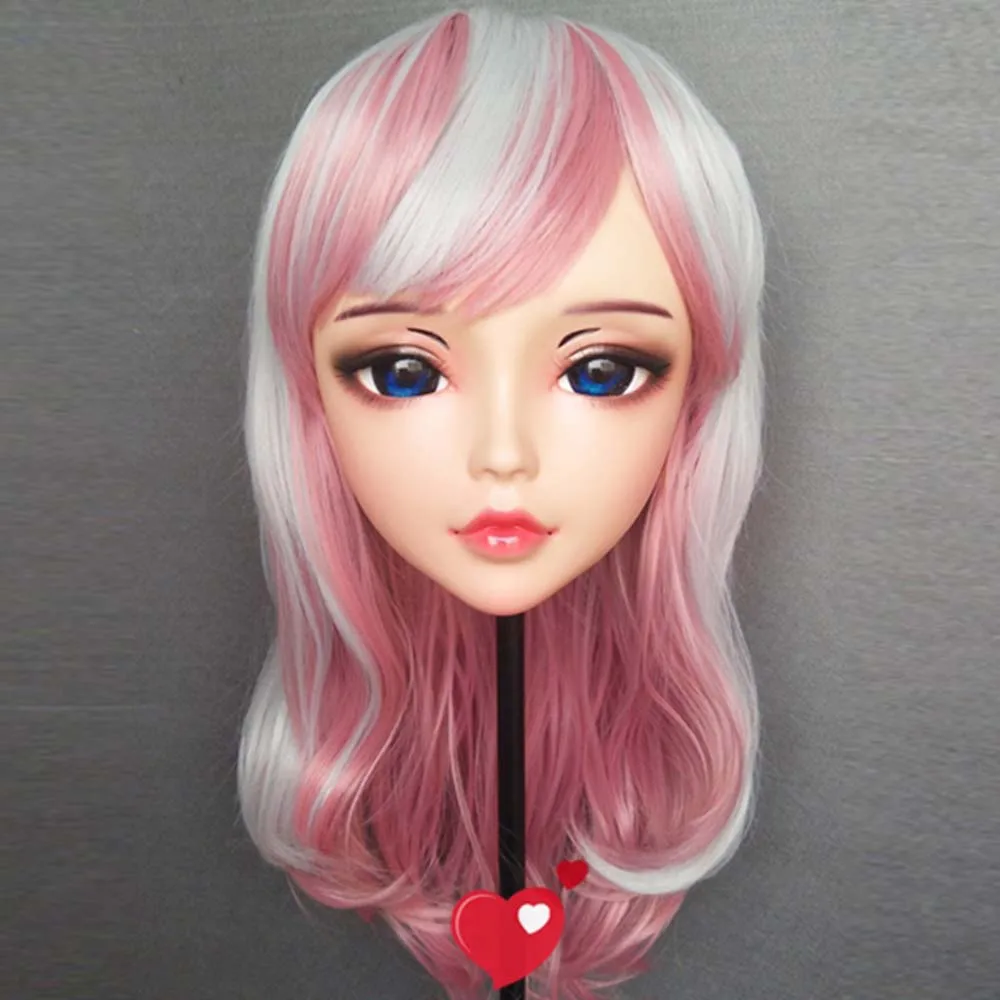 Chan-01) женские милые девушки смолы половина головы кигуруми BJD маска косплей японского аниме ролевая маска Лолиты кроссдресс кукольная маска - Цвет: Standard makeup