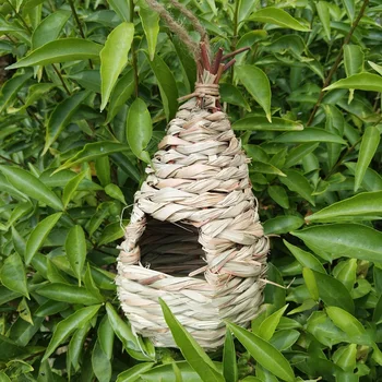 

HOT SALE 4X Hand-Knitted Bird Nest Hatching Breeding Cave House Fits for Parrot/Canary/Sparrows House Garden Decoration