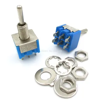 

5PCS/LOT Blue 6 Pin DPDT ON-ON 6A125VAC Miniature Toggle Switches MTS-202 Mini Toggle Swicth