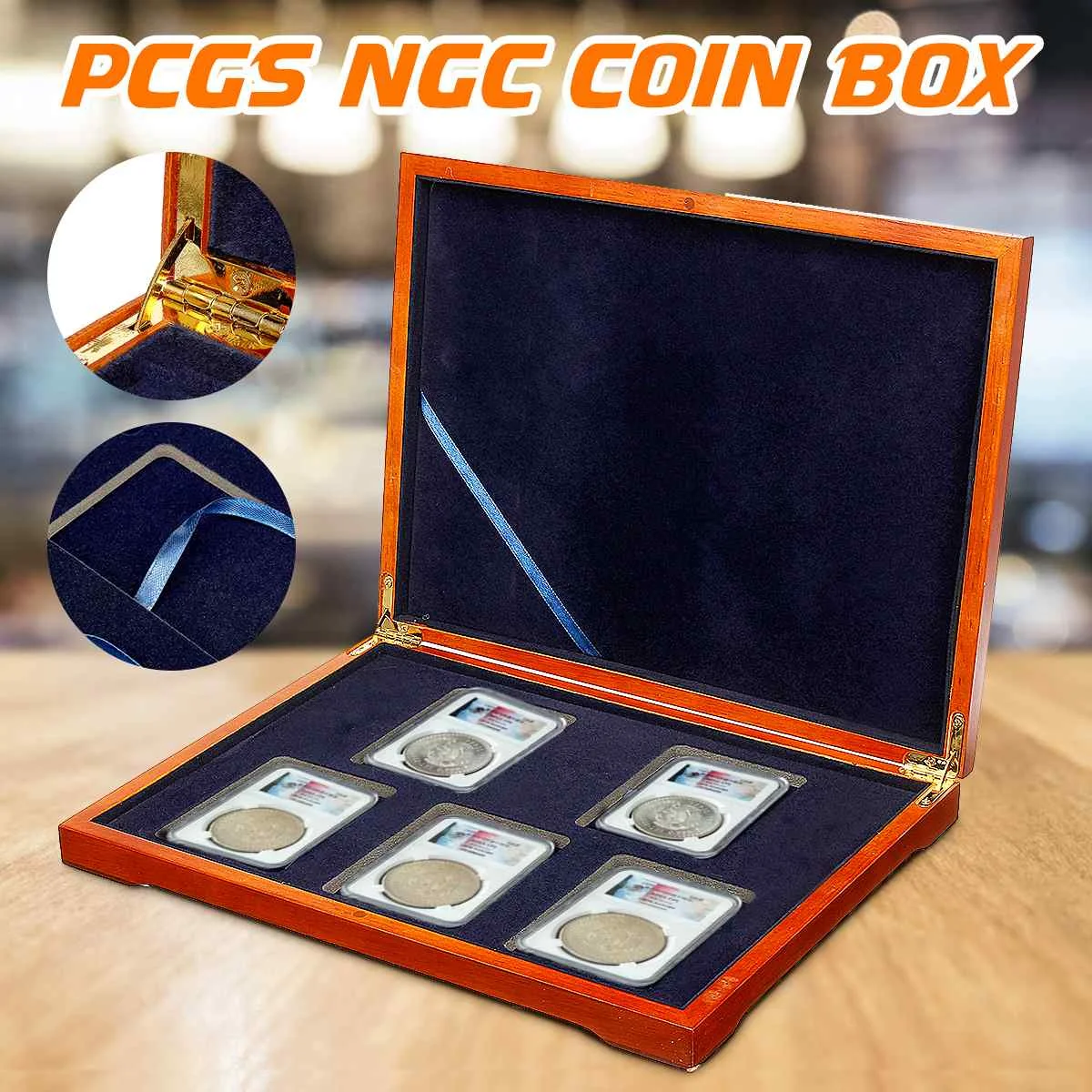 5 монет PCGS NGC твердая деревянная коробка для коллекционирования монет памятный контейнер для хранения монет Чехол для коллекции коробка для монет