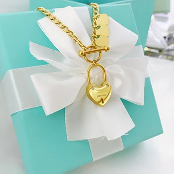 

2020 New Forever Love Big Heart Necklace Pendant Stainless Steel High Quality Gold Colour Jewelry For Women Love Gift