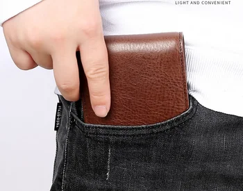 

RFID Men's Genuine Leather Wallet Card Holders Internal Zipper Coin Purse Brown Real Leather Bifold Short Purse for Men Wallet