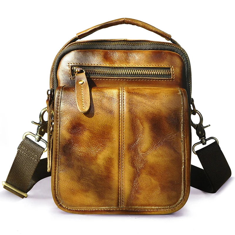 Mens Messenger Bag Quality Leather Male Multifunction Fashion Messenger bag Casual Design Crossbody One Shoulder bag Satchel Tote School Bag 8025-d
