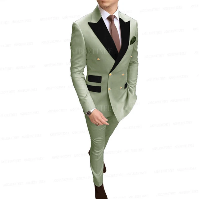 Abito da uomo doppiopetto abito da sposo da sposa verde salvia abito da  smoking giacca da bavero in velluto nero su misura con Set di  pantaloni|Suits| - AliExpress