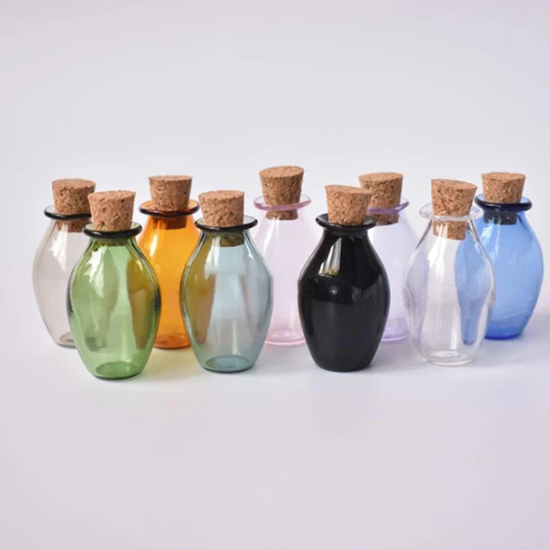 Mini Glass Bottles 2pcs 9Colors