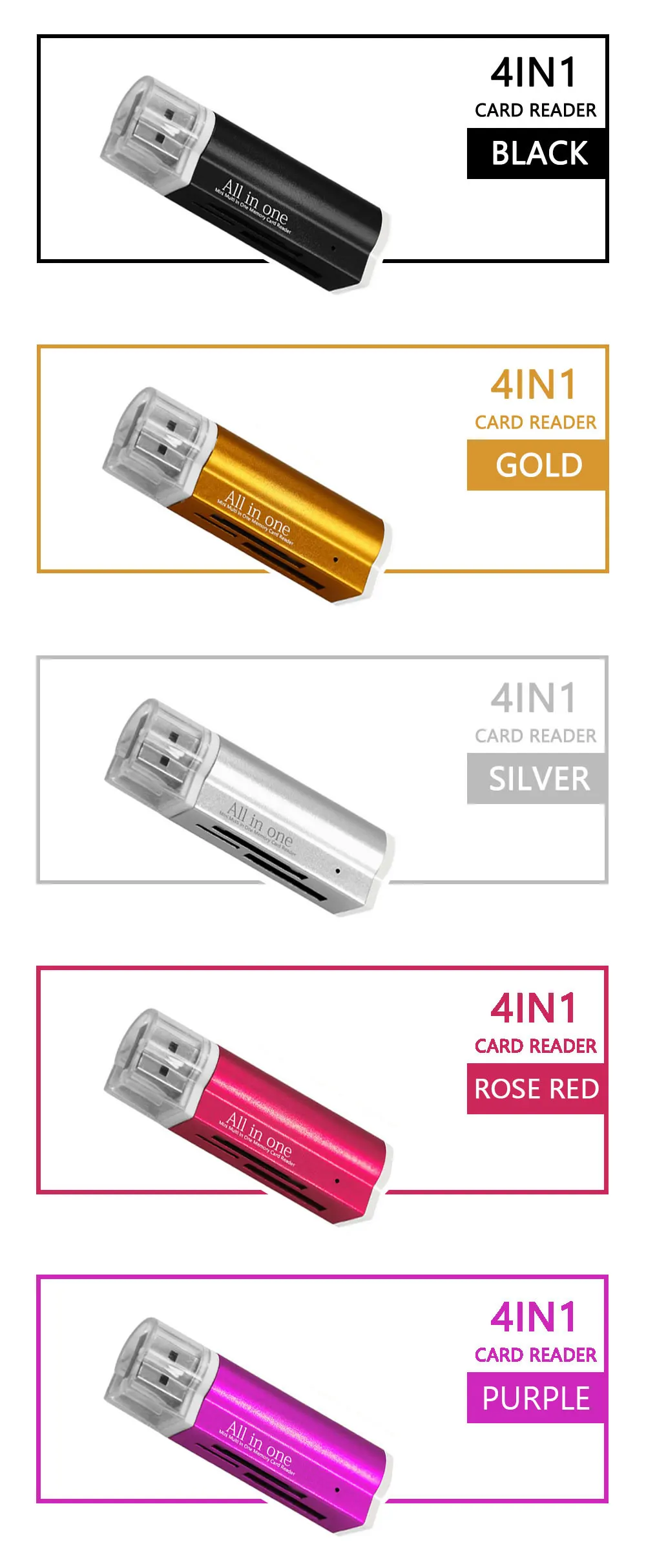 Мульти все в 1 Micro USB 2,0 кард-ридер адаптер высокоскоростной для Micro SD SDHC TF M2 MMC MS PRO DUO кард-ридер