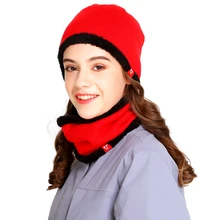 Из 2 предметов зимняя шапка и шарф, комплект, зимняя тёплая шапка с шарфом, комплект на открытом воздухе для спорта, Походов, Кемпинга Лыжный Спорт Скейтборд теплая подкладка из трикотажа Кепки