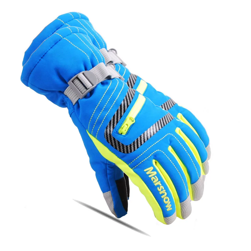 Windproof Waterproof Ski Gloves Warm Snowboard Gloves Non-slip Motorcycle Riding Winter Gloves Unisex Snow Gloves for Men Women - Цвет: Blue