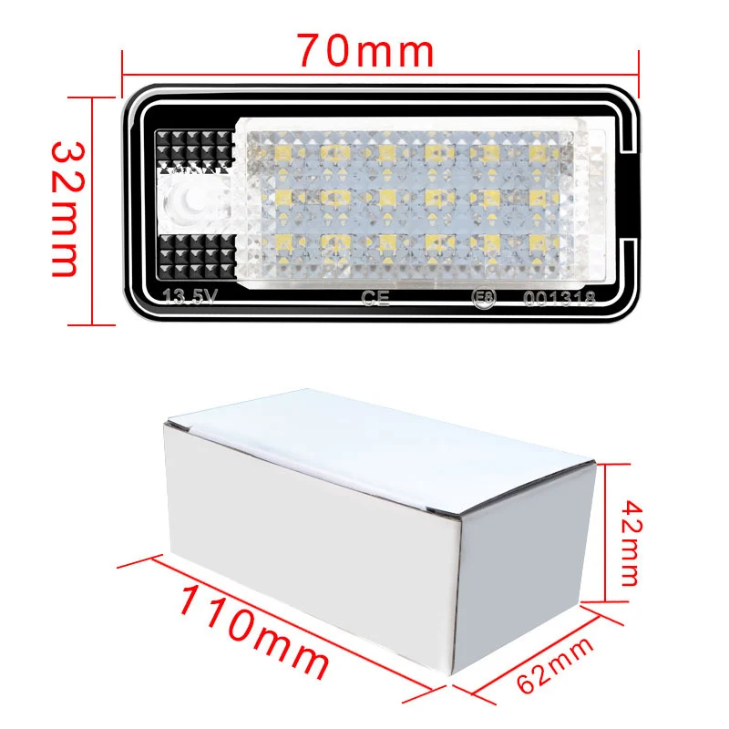 2 шт. 18 SMD 3 Вт Светодиодная лампа пластина авто лампы номерного знака светильник белого цвета для Audi A4 A6 C6 Rs4 Rs6 Q7 A3 S3 S4 B6 B7 S6 A8 S8 02-09