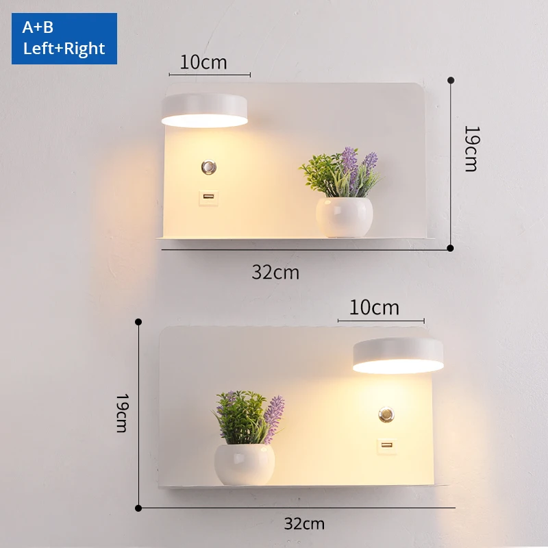 bathroom sconce lights LED Wall Lights With Switch And USB Interface Fashion White Black Lamp Fixture Corridor Aisle Lighting Art Luminaire Wandlamp up down light Wall Lamps