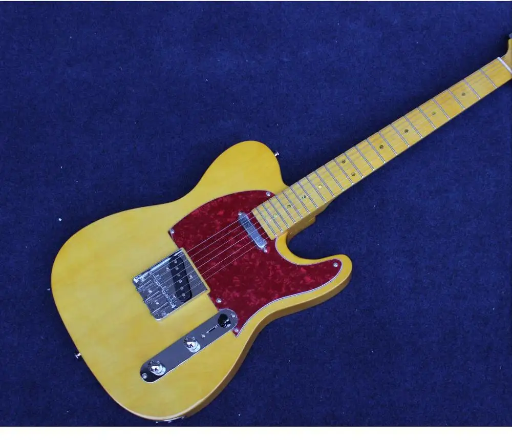 

New style.electric guitar.yellow color handmade 6 stings guitarra. red pickguard.real photos