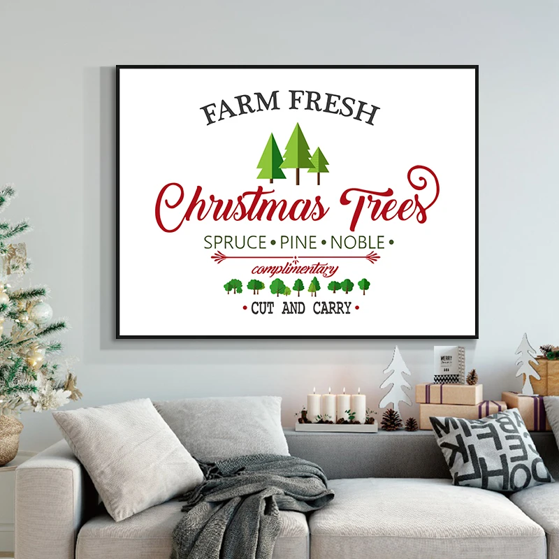 

KYQ Christmas Tree Oil Painting Wall Art Canvas Painting Posters and Prints Nordoc Picture For Living Room Home Decor Frameless