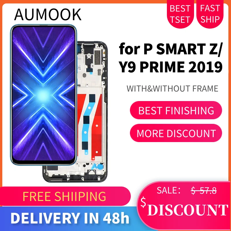 ЖК дисплей 6 59 дюйма для Huawei Y9 Prime 2019/P Smart Z сенсорный экран с рамкой дигитайзер в