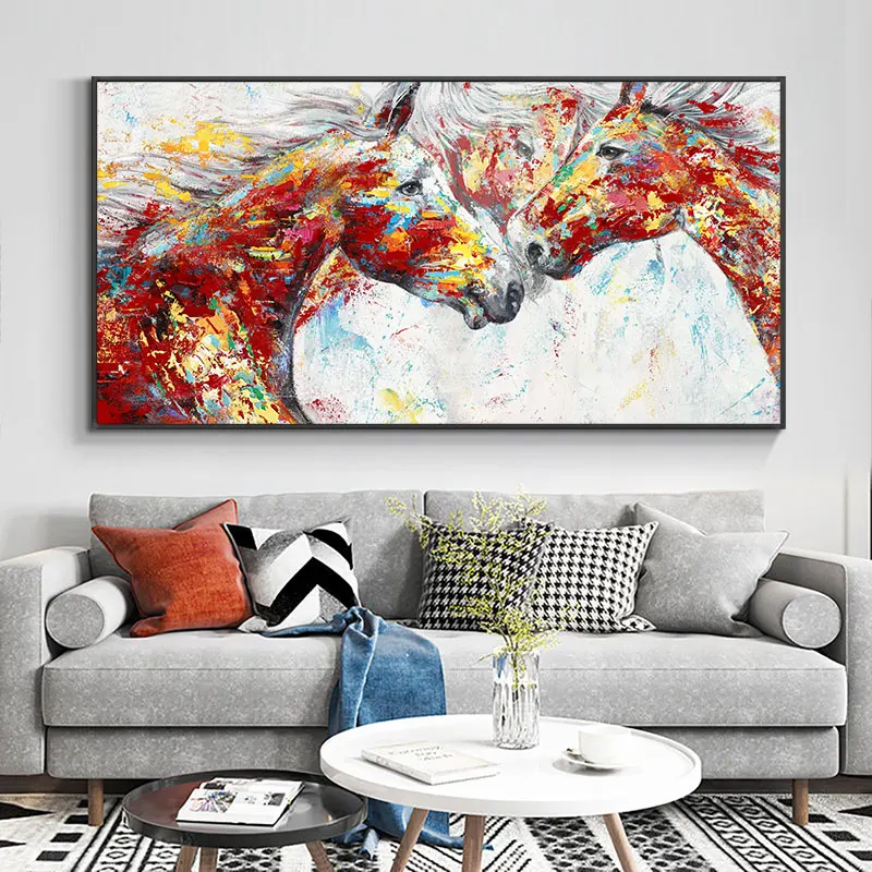

Modern Abstract Art Colored Horse Oil Painting On Canvas Print Nordic Poster Wall Art Picture For Living Room Home Decor