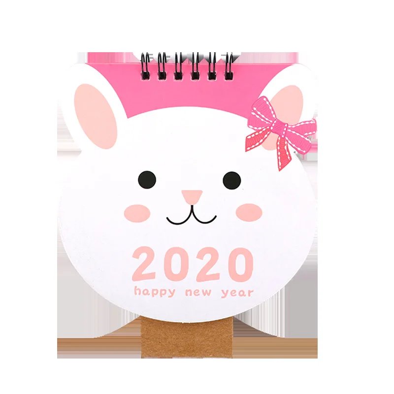 Kawaii Cartoon Animal cat Mouse Desktop Paper Calendar dual Daily Scheduler Table Planner Yearly Agenda Organizer