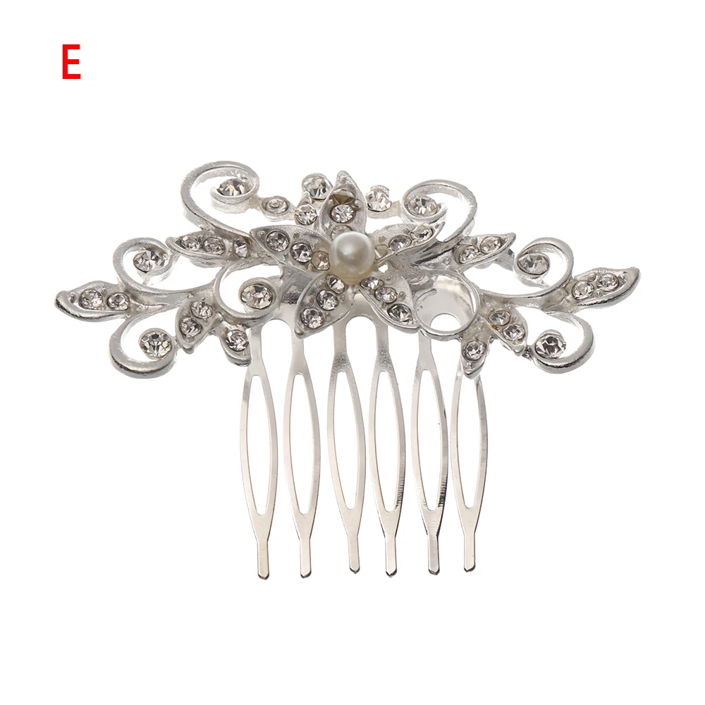 1 Pcs Chic Rhinestone Flower Leaf Bridal Hair Comb for Women Girls Crystal Hair Ornaments Jewelry Wedding Hair Accessories - Окраска металла: 5