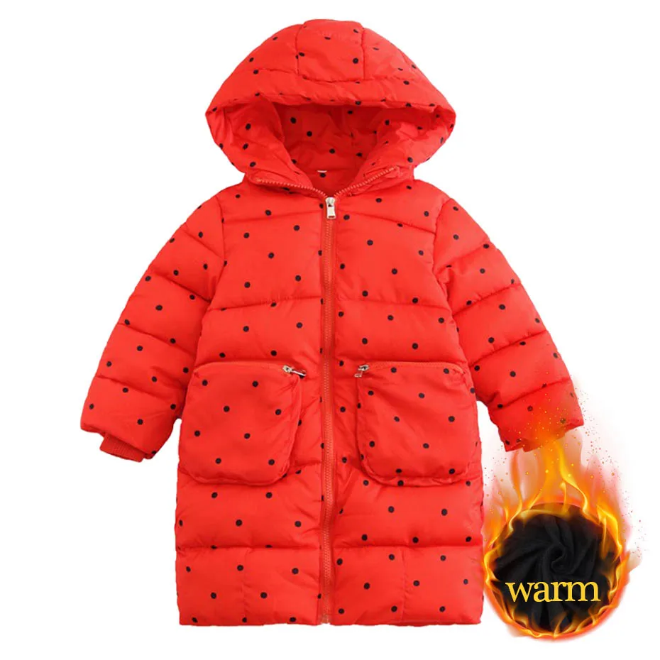 Witer Coat For Girl Dot Pattern Girls Coats Parka Fashion Children's With Hoodies Teenage Clothes 6 8 10 12 14 Year | Детская одежда