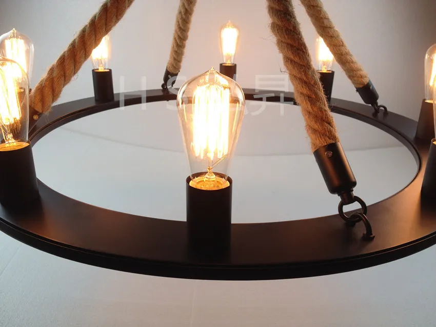 

American Country Retro Pendant Light Nordic Iron Rope Lamp Bar Cafe Dining Room Lamp luminaria pendente