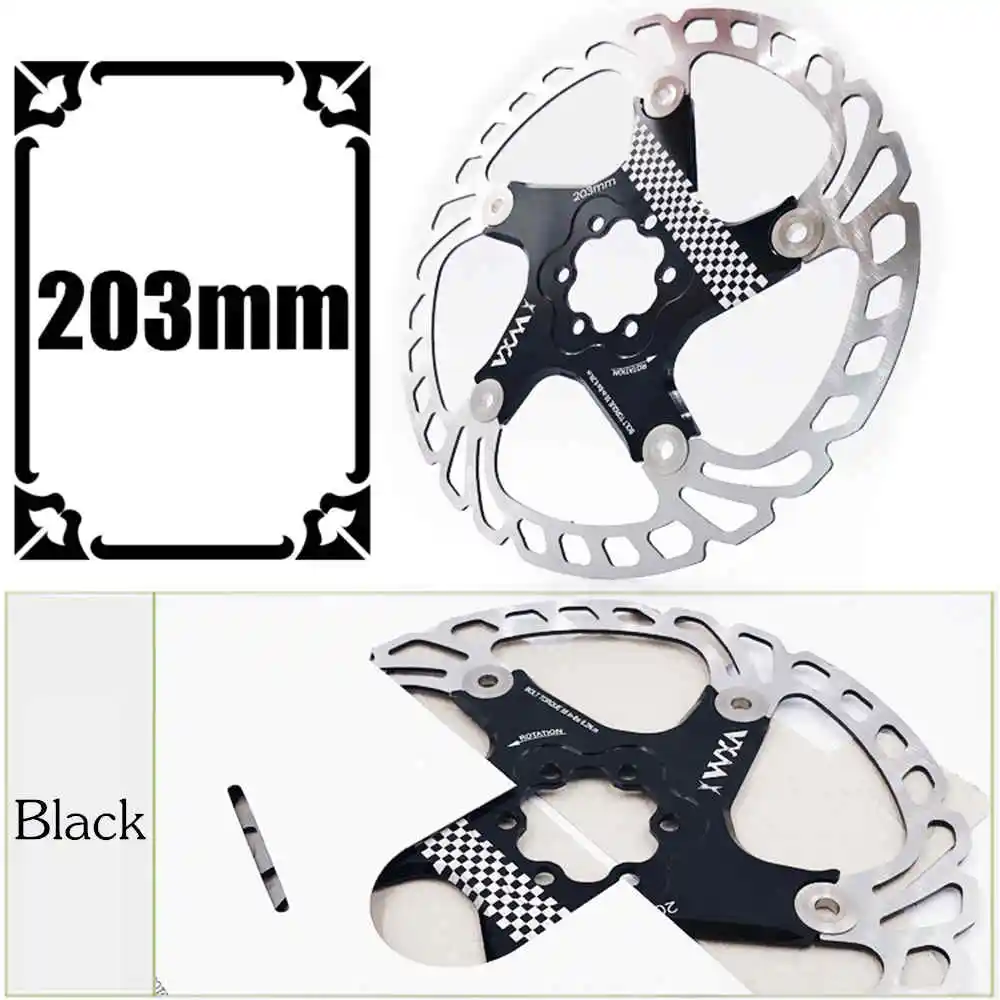 203mm Black Велосипед vxm плавающие дисковые тормоза поплавок/сверхлегкий MTB велосипедные тормозные колодки с шестью отверстиями дисковые роторы 140/160/180/203 мм Запчасти для велосипедов - Цвет: 203mm Black