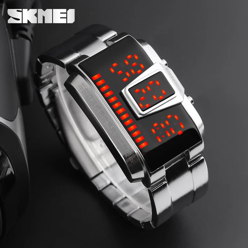 

SKMEI New Iron Samurai Metal Bracelet Watch LED Digital Watches Hour Men Women Mens Watches Top Brand Luxury Best