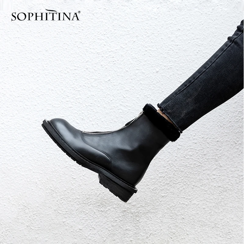 SOPHITINA/стильные дизайнерские ботинки Высококачественная модная обувь из