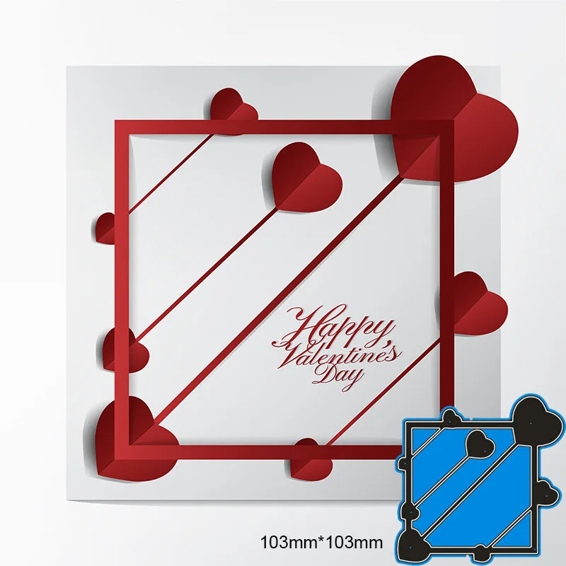 

Metal steel Cutting Dies New heart square frame DIY Scrapbooking Photo Album Embossing paper Cards 103*103mm