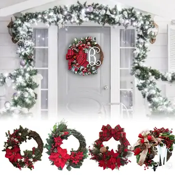 

Christmas Wreaths Artificial Garland Door Hanging Decorative Supplies For Christmas Party Decoration Beautiful Wreath New
