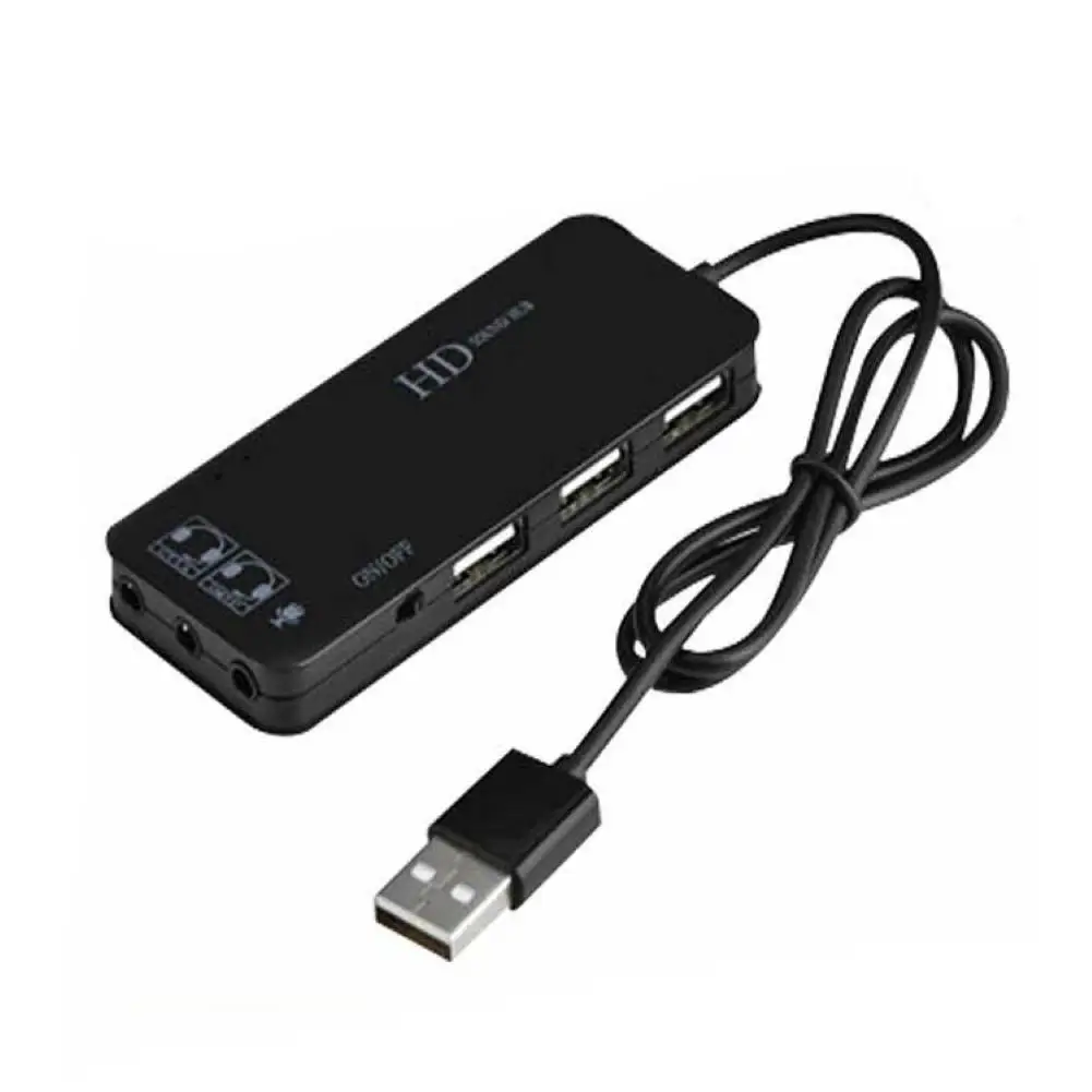 

Usb HUB 7.1 Channel 3 External Sound Card USB Ports External Sound Card Hub Audio Mic Adapter for PC Laptop 3 port Splitter