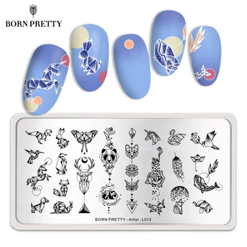 

BORN PRETTY Rectangle Nail Stamping Plates Simple Flower Cute Animal Image Stainless Steel Nail Art Template Stencil Artist-L013