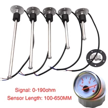 Indicador de nivel de combustible de 52MM, 0-190Ohm, medidor de nivel de tanque de aceite con Sensor de nivel de agua combustible de 100MM, 200MM, 250MM y 400MM
